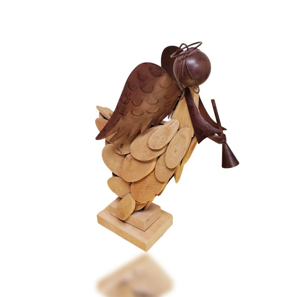 Driftwood Wood Metal Angel Sculpture Figurine